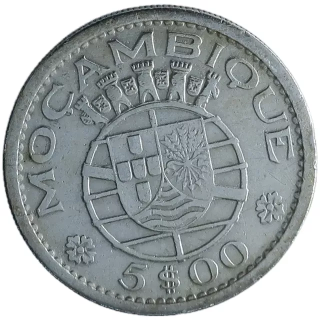 1960 Plata Portuguesa Mozambique 5 Escudos Colonial Africana Moneda Portuguesa Z313