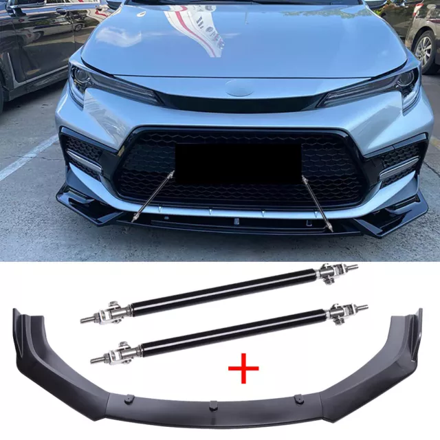 Front Bumper Lip Body Kit Spoiler Splitter + Strut Rods For Toyota Corolla Camry