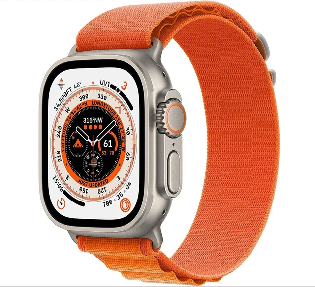 APPLE WATCH ULTRA 49mm Titanium Case with Orange Alpine Loop Medium