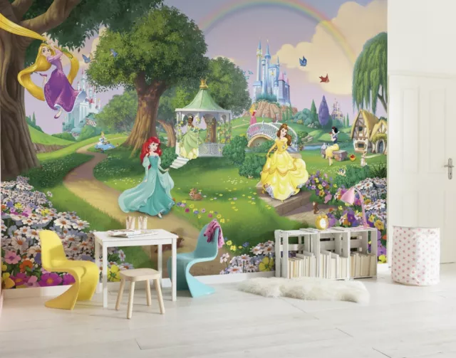 Niña Dormitorio Disney Caracteres Foto Mural Papel Pintado Princesa Verde Jardín