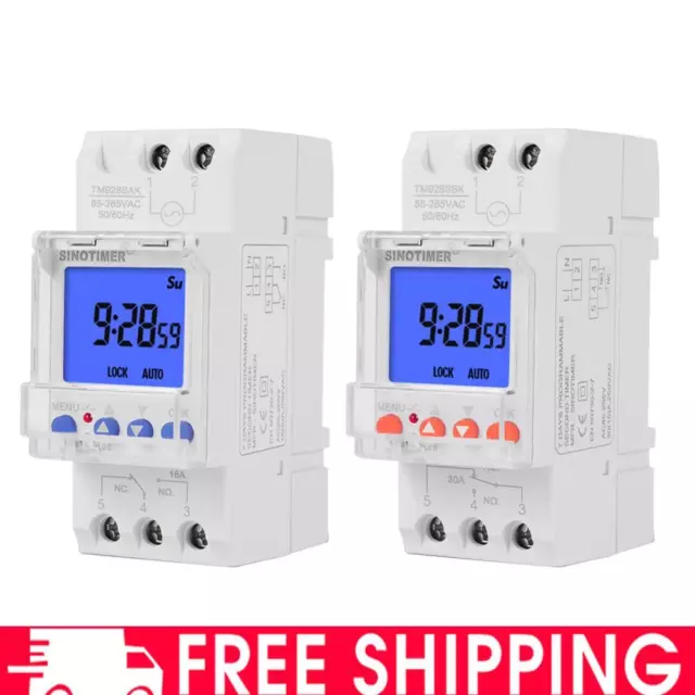 Weekly Programmable Digital Timer Switch Backlit LCD Time Relay DIN Rail Mount