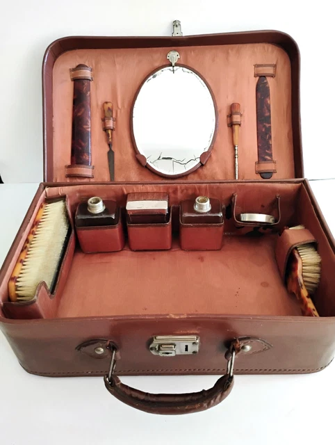 Nécessaire De Toilette Complet Vintage - Trousse De Voyage Ancienne - Très Bon état