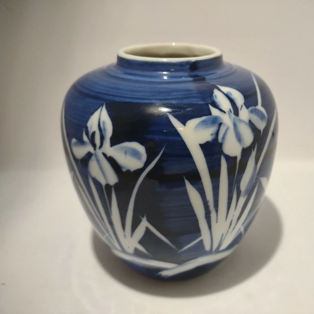 Vintage Hand Painted Takahashi San Francisco Vase Cobalt Blue 4"