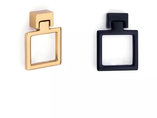 Anneaux de goutte carrée tire boutons armoire boutons de porte tiroir tire noir or mat