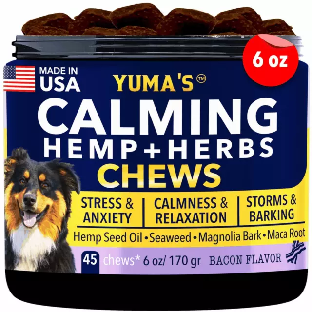 Hemp Calming Chews for Dogs with Anxiety and Stress Dog Calming Treats 45 Chews