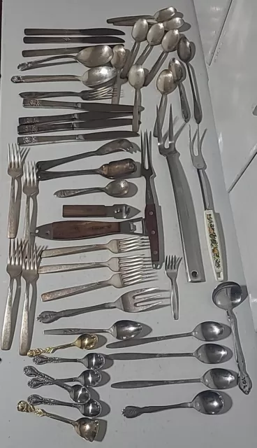 Vintage Silverplate stainless Flatware Silverware Mixed LOT Spoons Forks Etc.