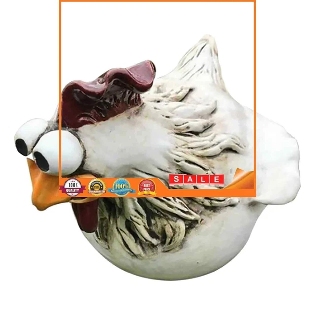 Chicken Fence Statues - Big-Eyes Chicken Hen Sculpture for Garden Stairs Farm
