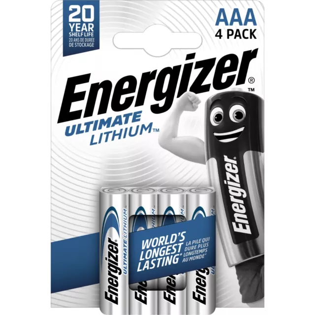 4 x Energizer Ultimate AAA Micro Lithium FR03 L92 1,5V Photo 1 x 4er VPE