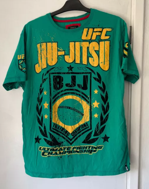 Vintage Retro UFC MMA BJJ Jiu-Jitsu Tshirt Ordem e Progresso Brazil Green Xl