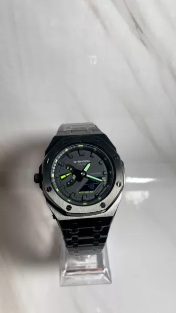 Casio G-shock Royal OAK custom mod ga-2100 Acero Inoxidable negro i verde