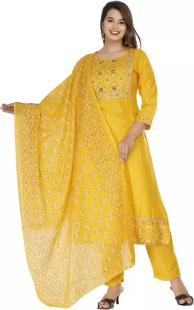 Indio Kurti Salwar Kameez Anarkali Listo Kurta Pantalón Y Dupatta Set de Vestido