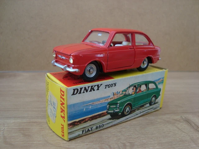 Miniature Dinky Toys Fiat 850 Jaune, Voiture Ancienne Meccano Triang, Collection