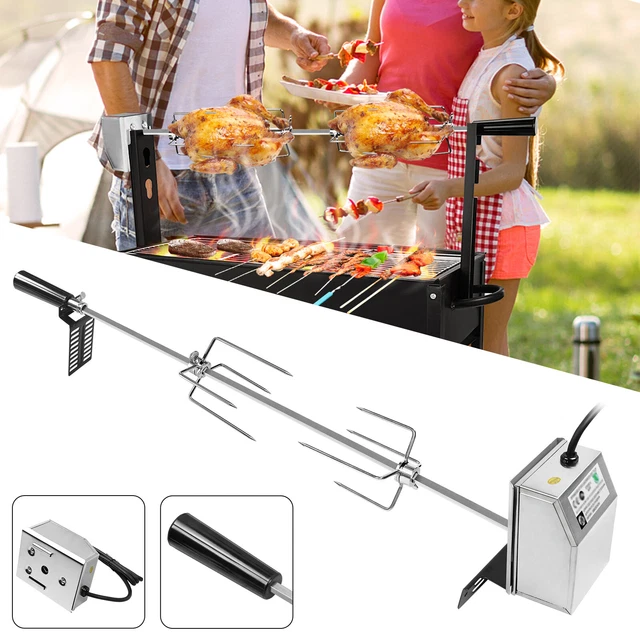 2pcs BBQ Drehspieß Grillspieß Spieß mit Edelstahl Motor 220-240V Gasgrill Satz
