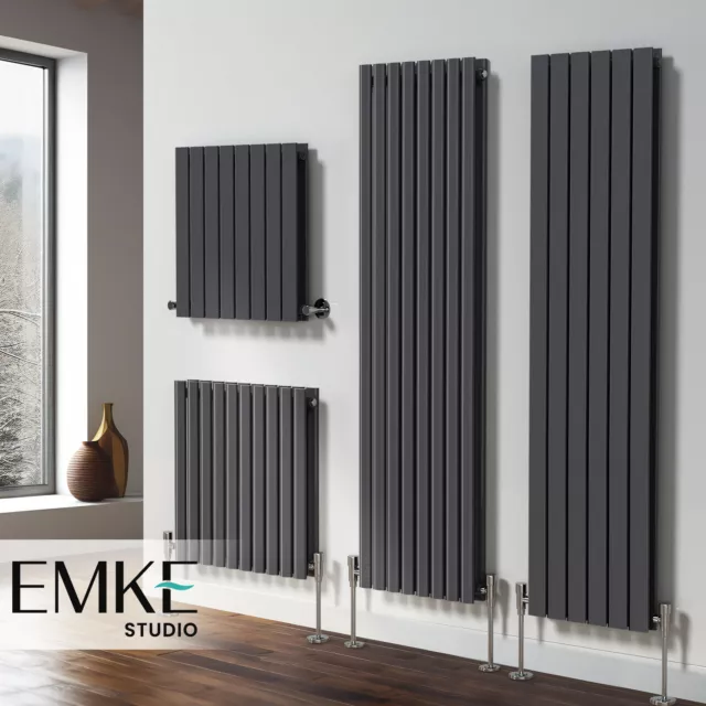 EMKE Vertical Horizontal Designer Radiator Anthracite Flat Panel Oval Column Rad