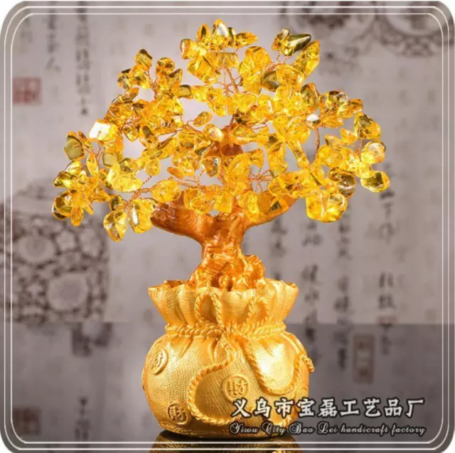 Money Wealth Bag Feng Shui Lucky Tree Size S Colorfully Crystal Fortune trees