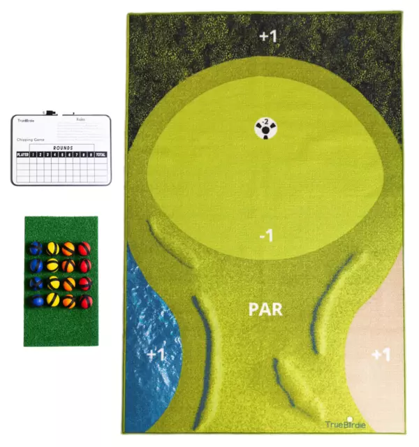 Backyard Golf Chipping Game - Use Real Golf Scoring - Putting Mat and Scoreboard