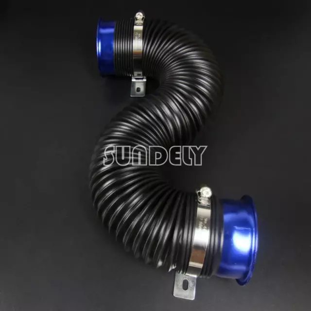 NEW! 75mm Blue Hose Forced Induction 3" Pipe for Cold Duct Air Feed With Ends