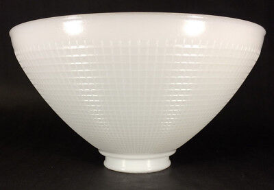 White Milk Glass 2 7/8" X 10 Floor Table Oil Lamp IES Reflector Waffle Shade 392