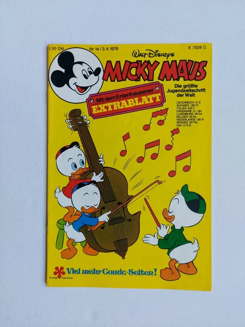 Ehapa - Micky Maus Nr.14 / 3.4.1976 - Top Zustand Z1- (mit Extrablatt & Schnipp)