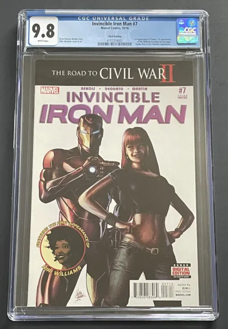 Invincible Iron Man #7 CGC 9.8 WH 3rd Print 1st Riri Williams 2