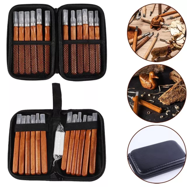 Long Lasting Performance Wood Chisel Carving Tool Set 12pc with Sharpener