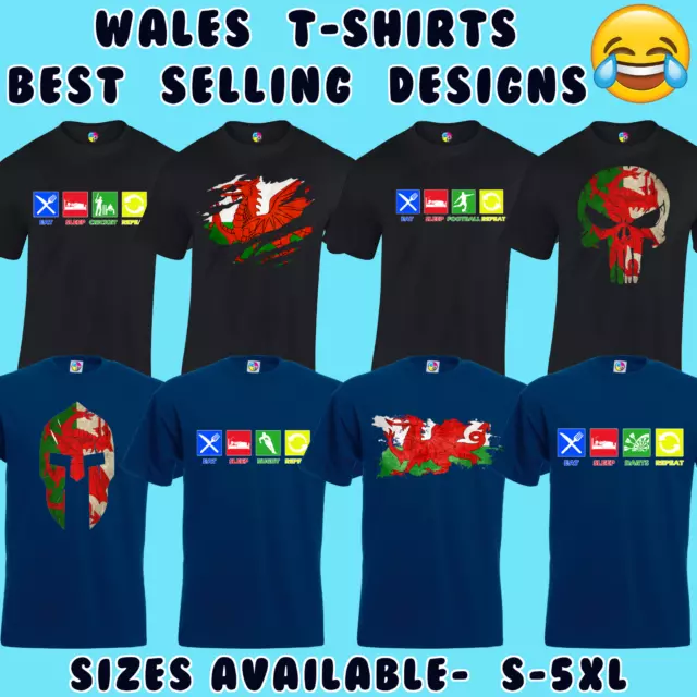 T Shirt Wales Bandiera Gallese Design Calcio Rugby Fan Regalo Idea Regalo S- 5Xl