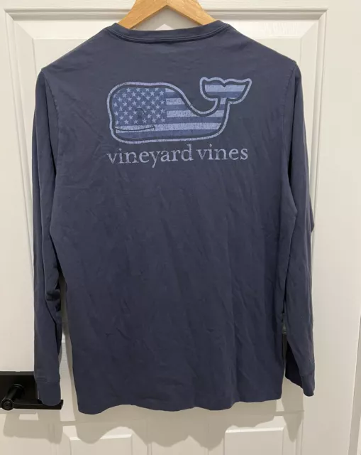 Vineyard Vines Graphic Whale American Flag Pocket Tee T Shirt Boys XL Navy Blue