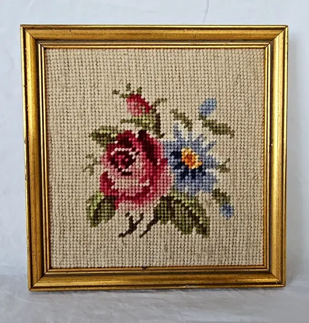 De Colección Completado Bordado de Punto Pequeño Enmarcado Floral Cuadro Rosas Aguja 7x7