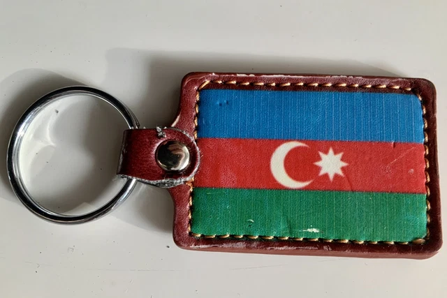 Molto raro! Portachiavi con bandiera azerbaigiana, vera pelle