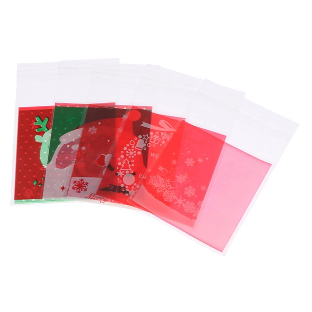 100 un. bolsas de regalo para galletas Navidad Santa Claus muñeco de nieve bocadillos bolsas de galletas y ZK