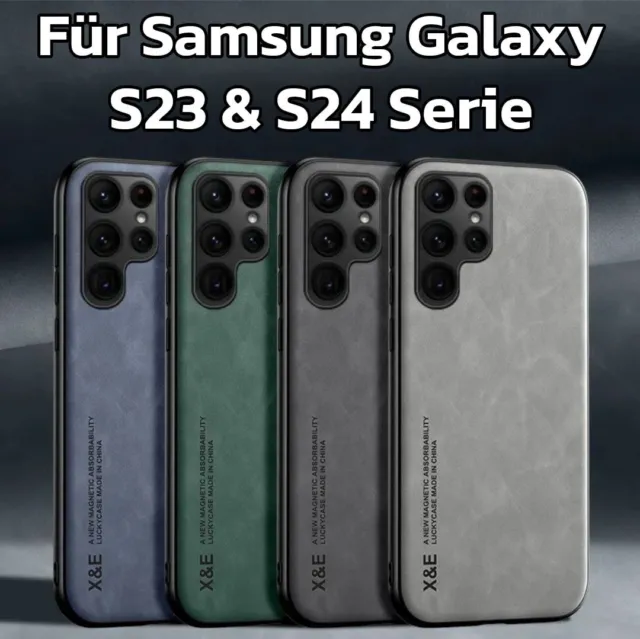 Handy Hülle für Samsung Galaxy  S23 S24 Plus Ultra FE Kunstleder Schutz Glas
