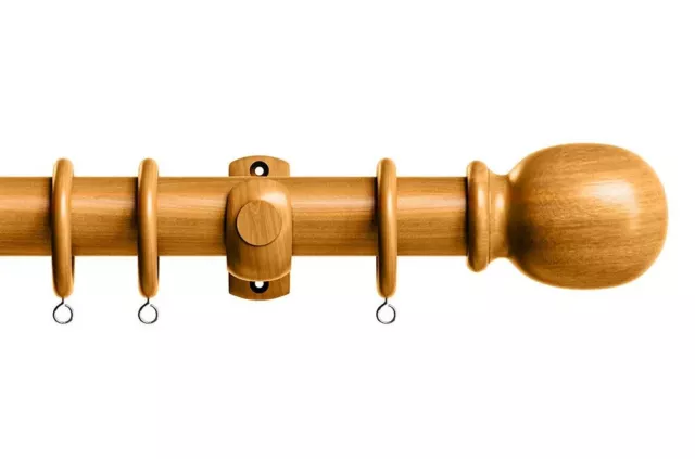 28mm ANTIQUE PINE VICTORY WOOD CURTAIN POLE SET,INCLUDES BRACKETS,BALL FINIALS