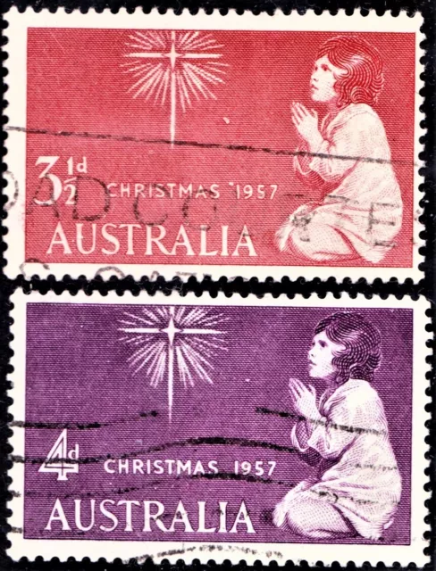 Australia 1957 Sg298-299 Christmas Set Of 2 Stamps Fine Used