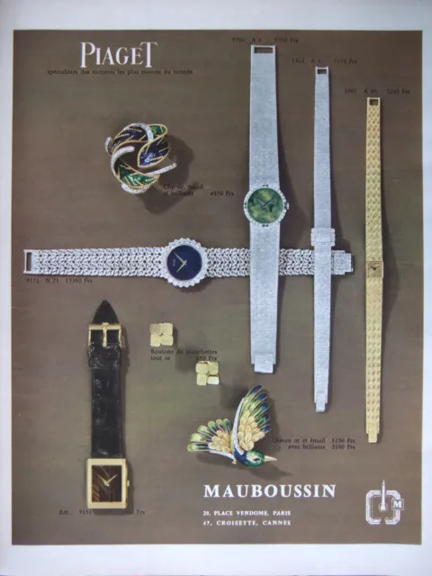 1966 Press Advertisement Piaget The Thinnest Watches In The World Mauboussin