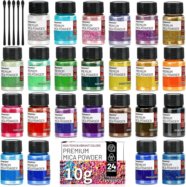 Jabón en polvo de mica para hacer 24 colores pigmento de resina 5 frascos tinte para velas brillantes