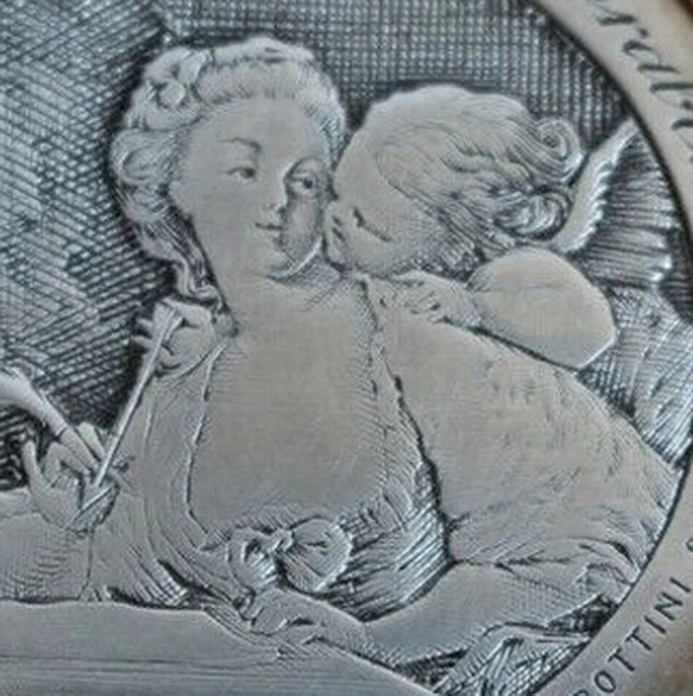 Dose Messing "Dame mit  ENGEL"nach Fragonard"Sappho insp. Amor",antik,Frankreich