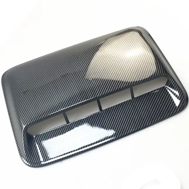 Carbon Fiber Look Air Flow Intake Scoop Hood Bonnet Car Decorative Vent Cover