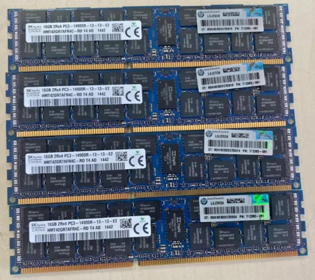 4x16GB 2Rx4 PC3-14900R reg ECC SERVER RAM HMT42GR7BFR4C-RD HP SK Hynix