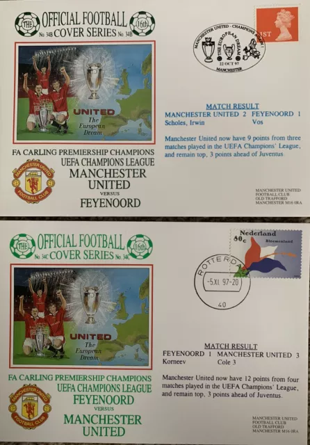 Manchester United V Feyenoord Champions League 1997 Both Legs First Day Covers