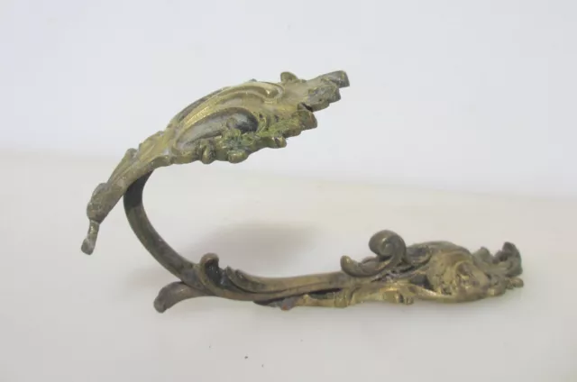 Antique Brass Curtain Tie Back Hook French Old Victorian Rococo Gilt Hanger x1