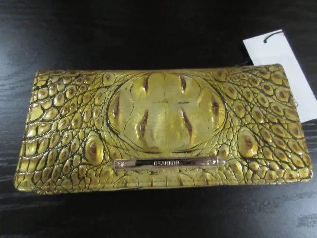 Brahmin Italian Leather Croc Embossed ADY Gold Hue Checkbook Wallet NEW NWT