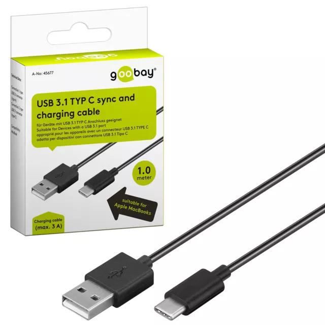 Goobay 1,00m Universal USB C Sur 3.1 Chargement Et Données 5 Gbit/S Highspeed