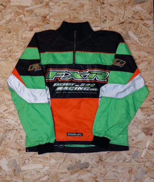 Vintage FXR racing Jacket Sz M Green Orange Black 90s Factory Racing Motorsports