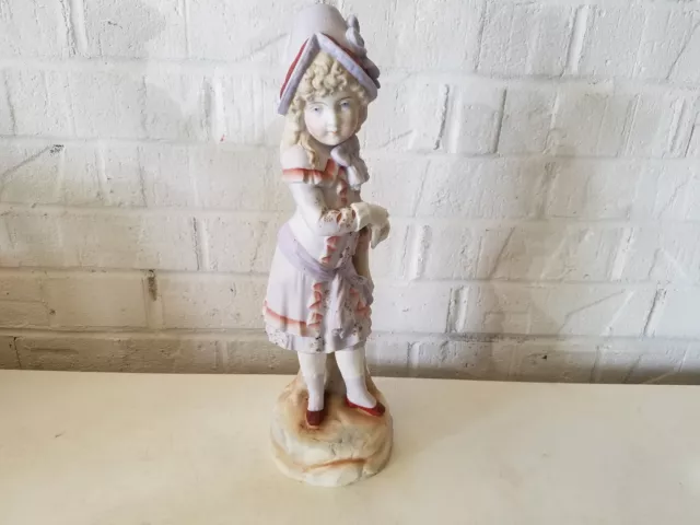 Vintage Victorian Era Style Porcelain Statue / Figurine of Girl with Letter