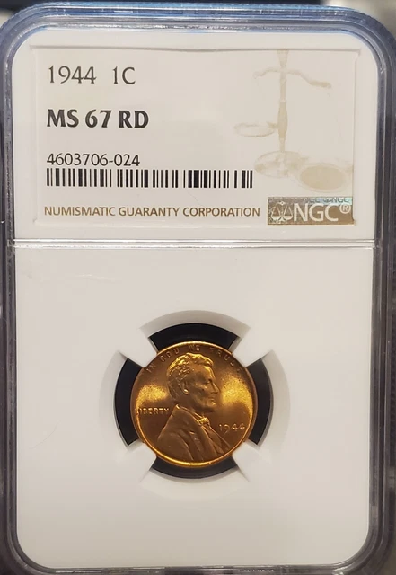1944 P  Lincoln Head Cent  NGC  MS67 RD   Beautiful Registry Quality Wheatie