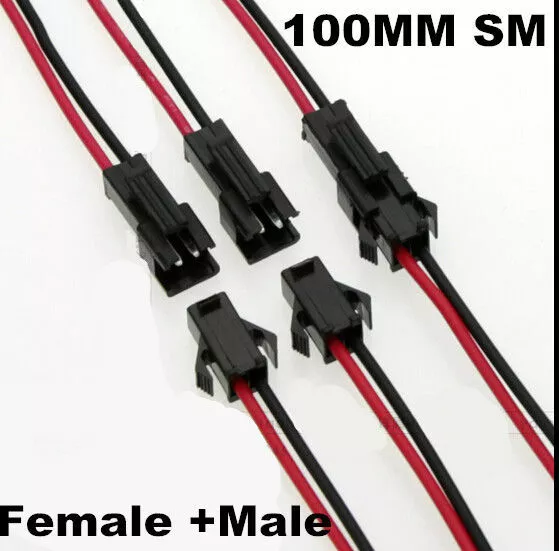 2 Pin 24AWG JST 2,54 mm SM Stecker Stecker Buchse mit Kabel Draht 100 mm