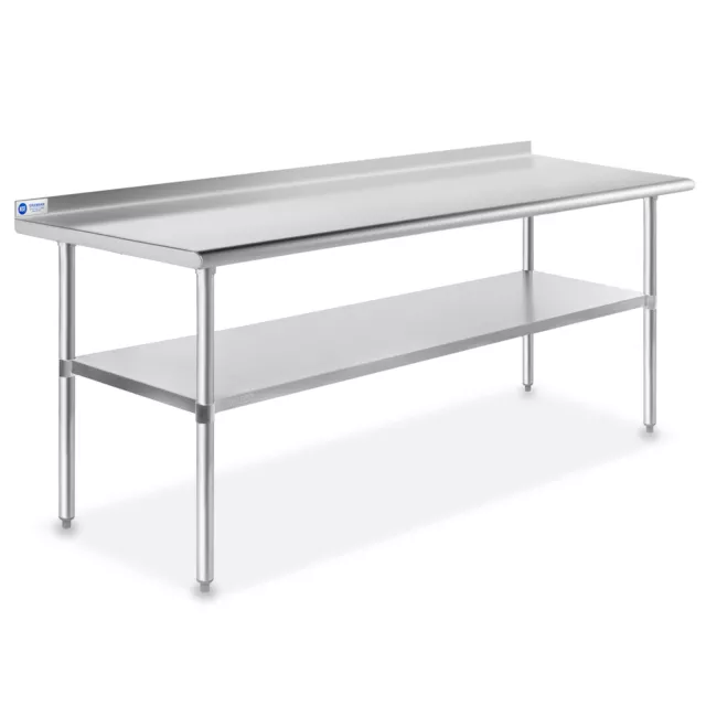 Stainless Steel 72" x 30" NSF Commercial Kitchen Work Prep Table with Backsplash