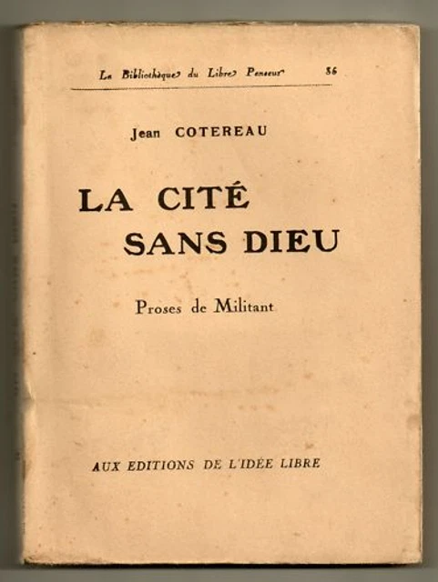 Jean Cotereau La & Without Dieu 1938 Free Pensee Atheisme Free Thinker