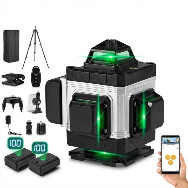VEVOR Niveau Laser 360° x 4 16 Lignes Croisées Verte