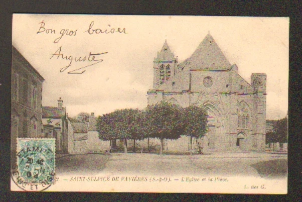 SAINT-SULPICE-de-FAVIERES (91) VILLA & EGLISE animée avant 1904